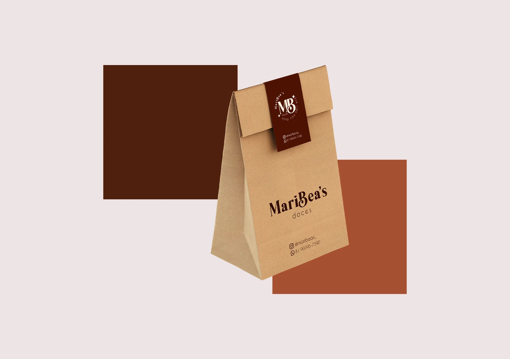 Embalagem e paleta de cores da Maribeas